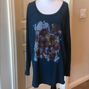 Teal floral tunic
